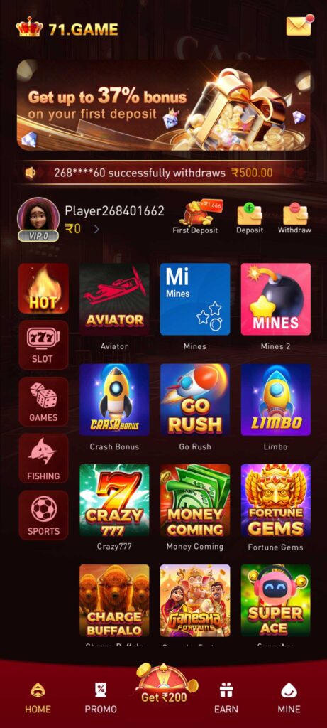 71 Game App – Download & Get 100% Cash Bonus on First Deposit 1